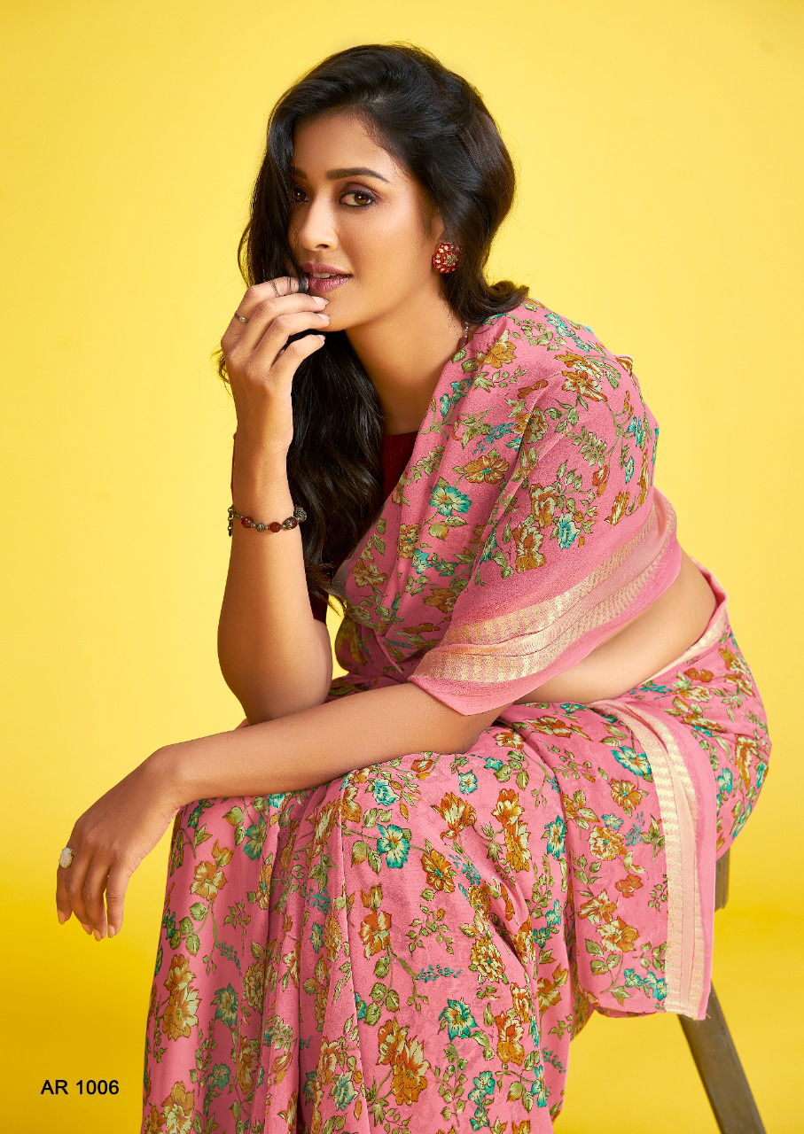 Sr Aarya Casual Wear Weaving Printed Georgette Designer Saree Collection